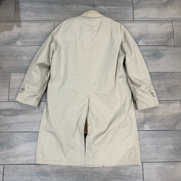 Vintage London Fog Trench Coat Mens 42 Reg Over Jacket Zip Out Lining Khaki Tan - Picture 8 of 14